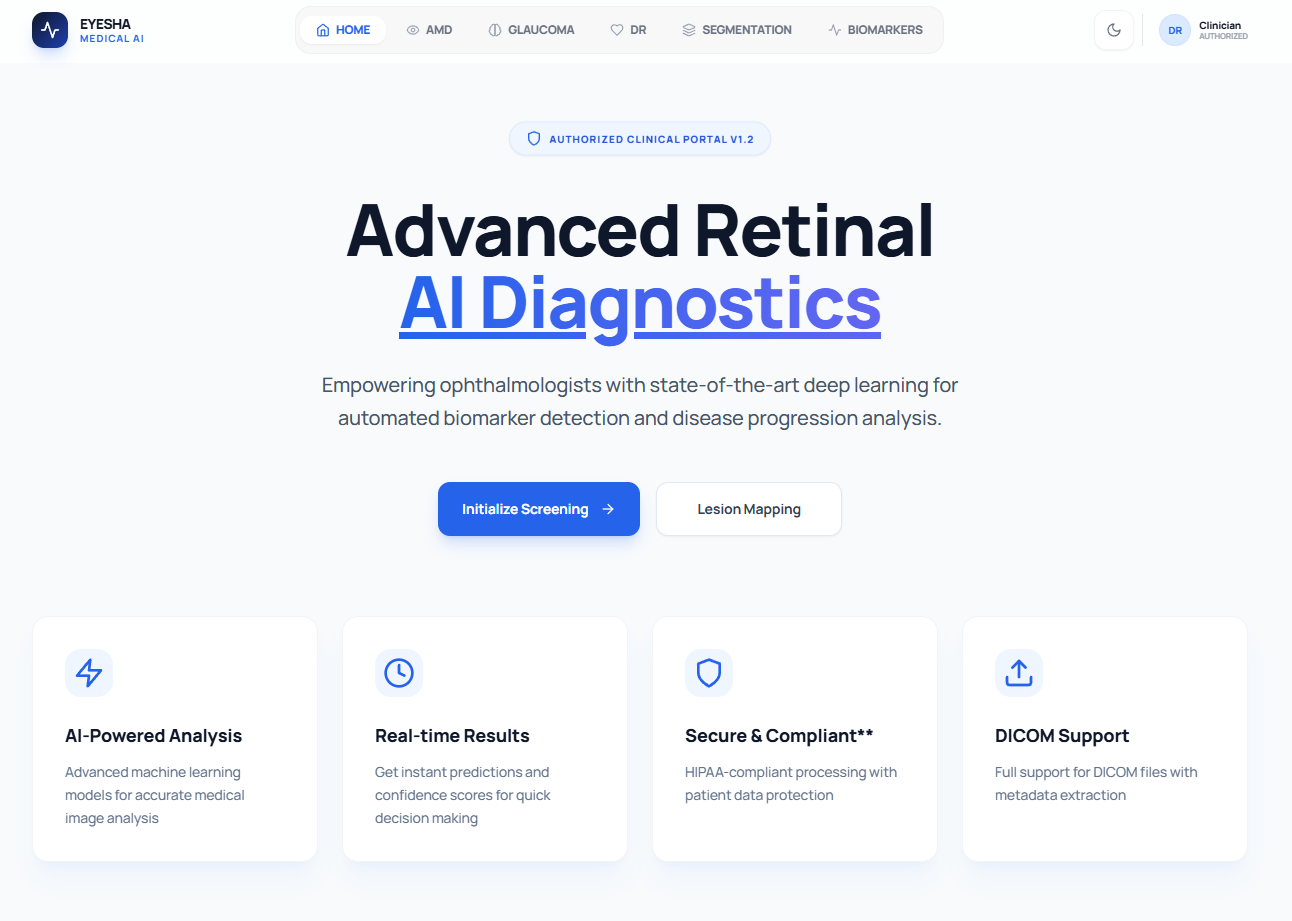 Advanced Retinal AI Diagnostics Platform - AI-powered ophthalmology diagnostic interface